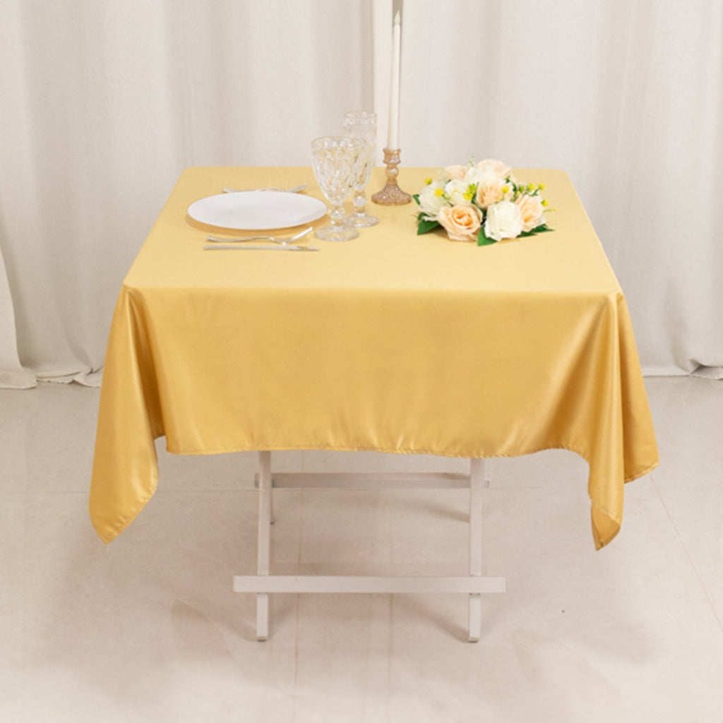 Lamour Satin 54"x54" Square Tablecloth Champagne - Durable & Silk - Like Table Cover - Bell Racket Store