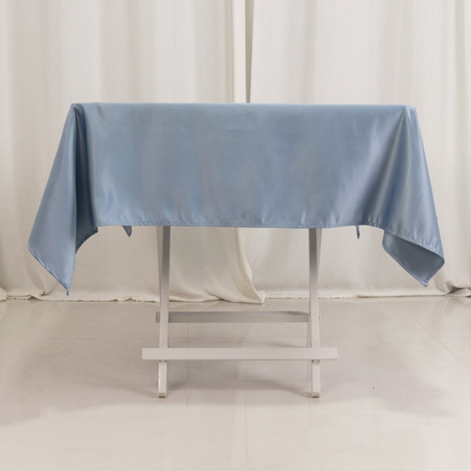 Lamour Satin 54"x54" Square Tablecloth Dusty Blue - Durable & Silk - Like Table Cover - Bell Racket Store
