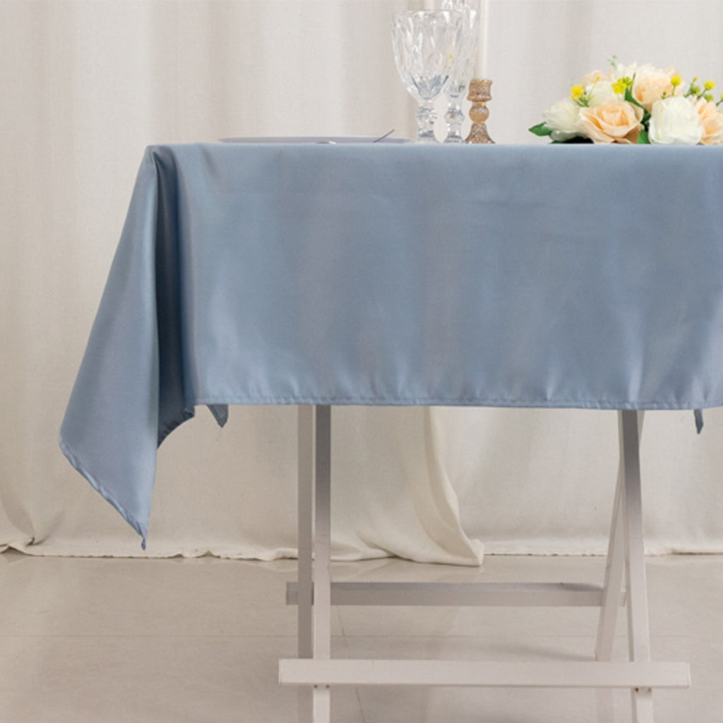 Lamour Satin 54"x54" Square Tablecloth Dusty Blue - Durable & Silk - Like Table Cover - Bell Racket Store