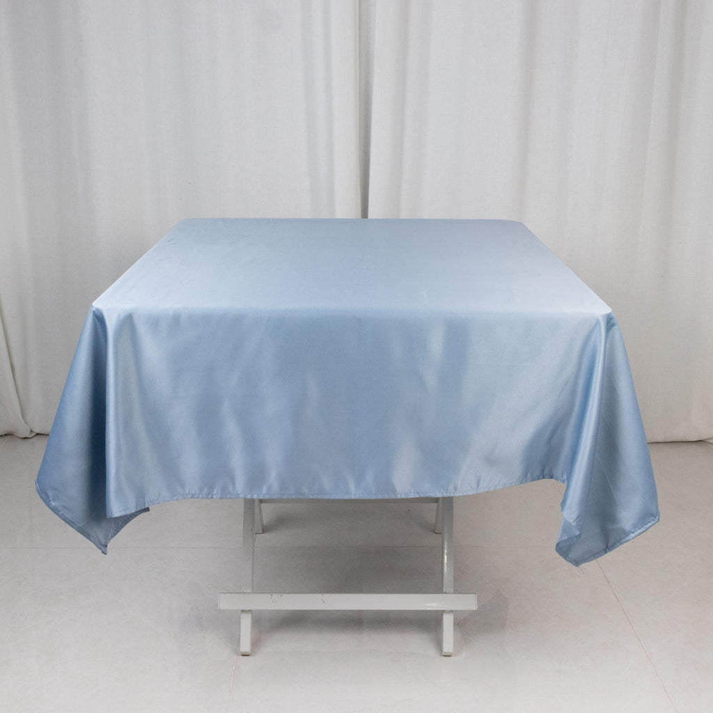 Lamour Satin 54"x54" Square Tablecloth Dusty Blue - Durable & Silk - Like Table Cover - Bell Racket Store
