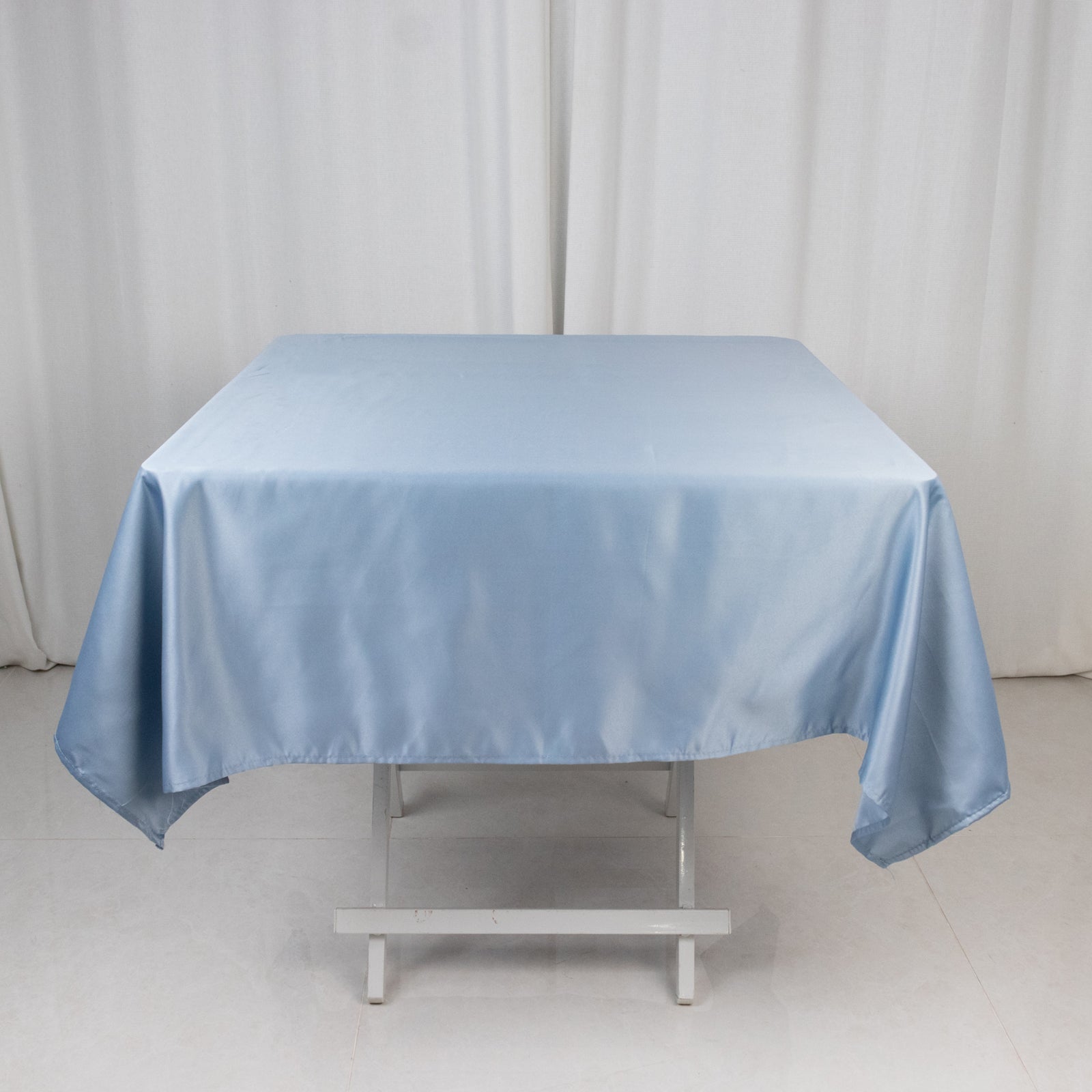 Lamour Satin 54"x54" Square Tablecloth Dusty Blue - Durable & Silk - Like Table Cover - Bell Racket Store