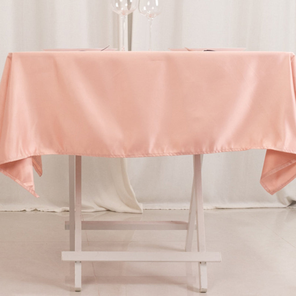 Lamour Satin 54"x54" Square Tablecloth Dusty Rose - Durable & Silk - Like Table Cover - Bell Racket Store