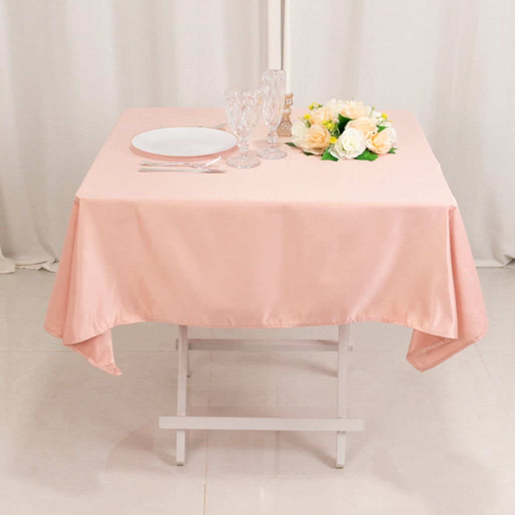 Lamour Satin 54"x54" Square Tablecloth Dusty Rose - Durable & Silk - Like Table Cover - Bell Racket Store