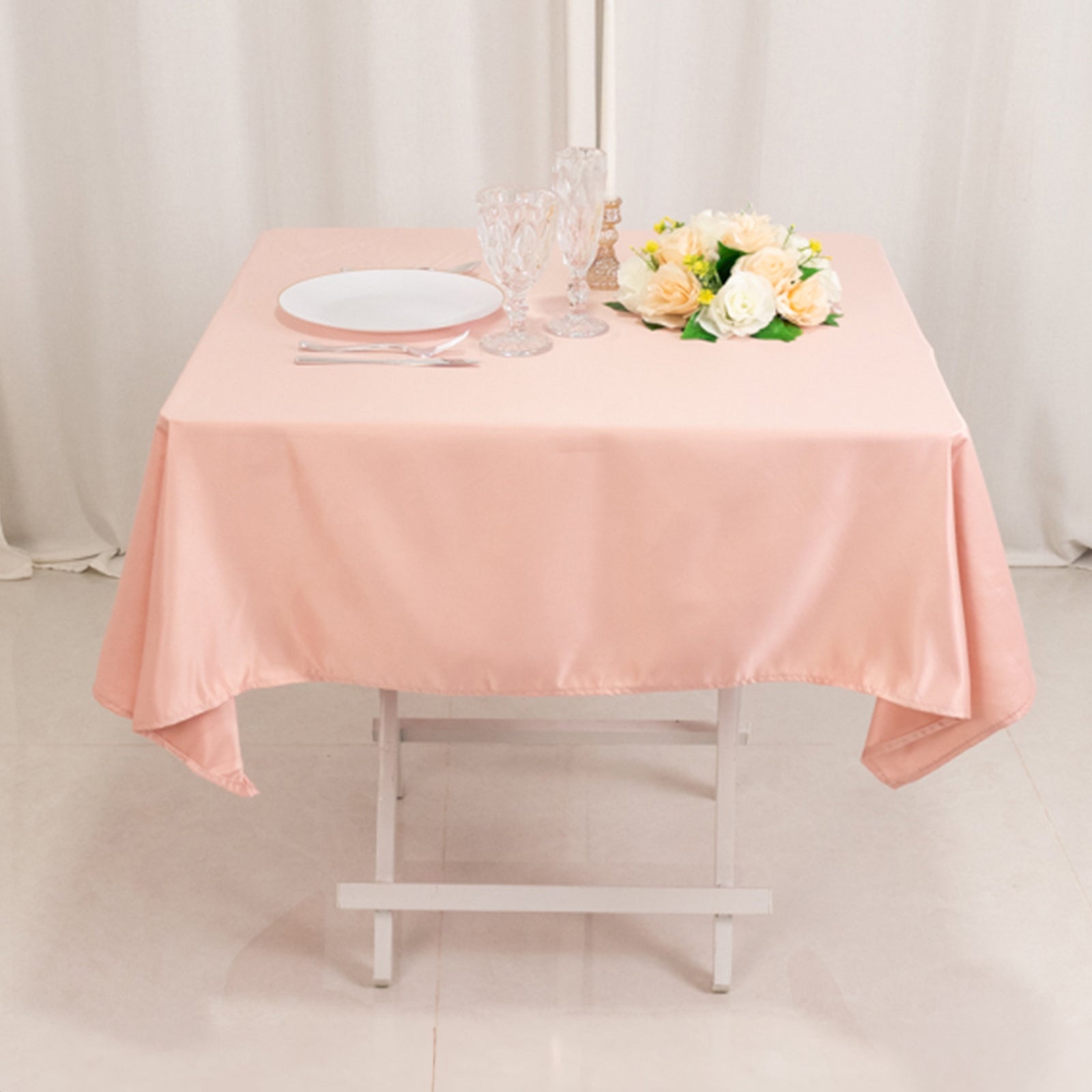 Lamour Satin 54"x54" Square Tablecloth Dusty Rose - Durable & Silk - Like Table Cover - Bell Racket Store