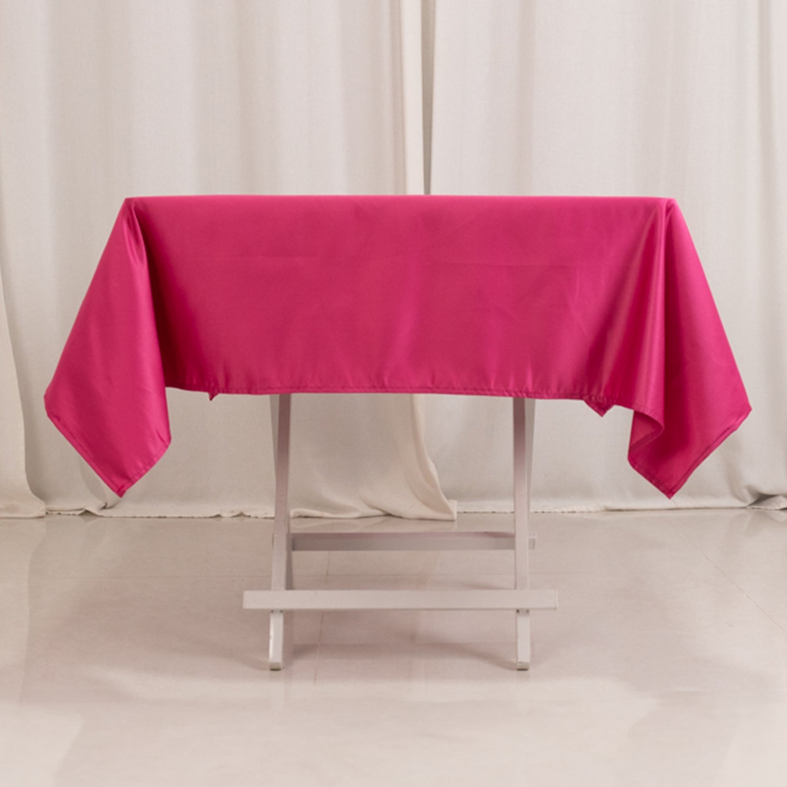 Lamour Satin 54"x54" Square Tablecloth Fuchsia - Durable & Silk - Like Table Cover - Bell Racket Store
