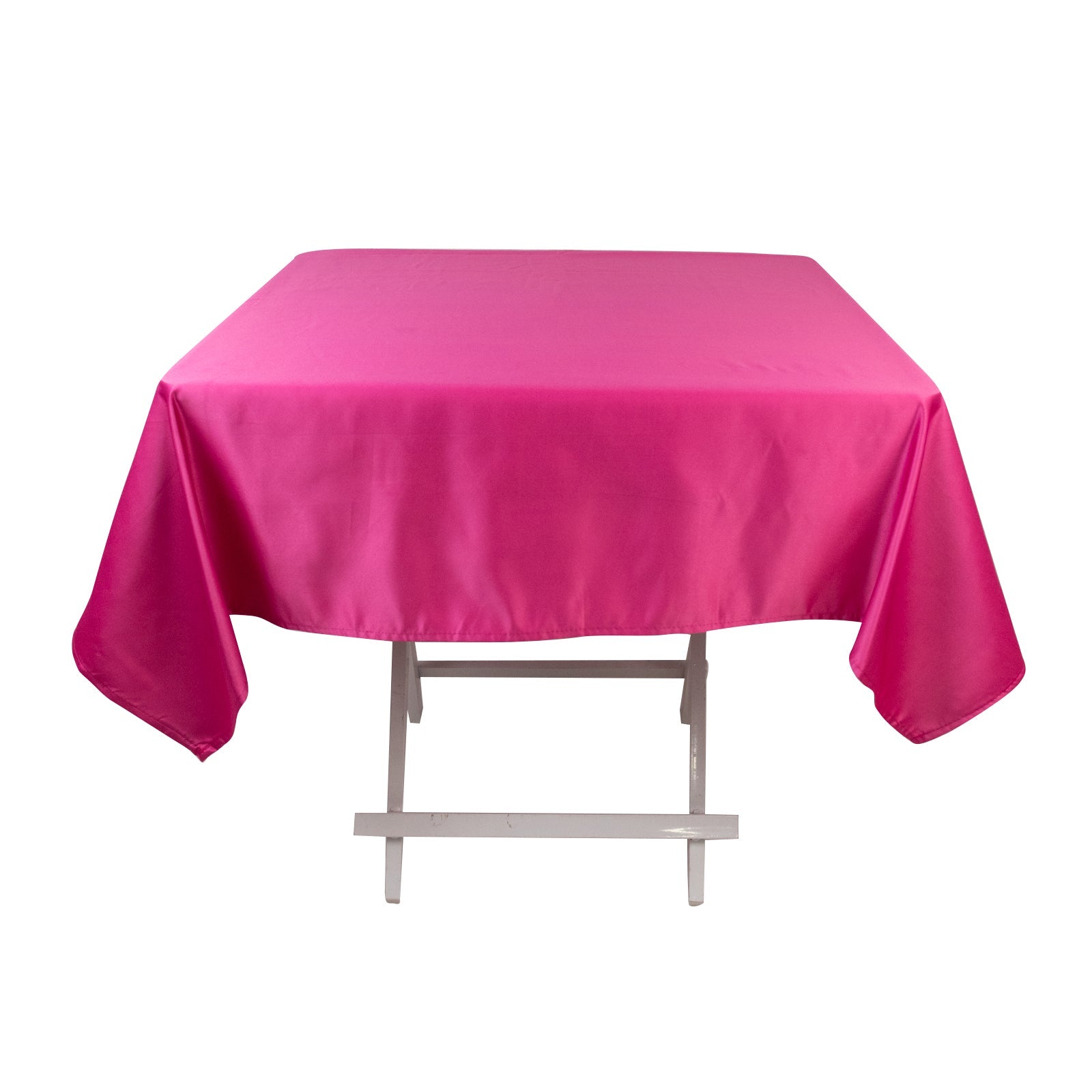 Lamour Satin 54"x54" Square Tablecloth Fuchsia - Durable & Silk - Like Table Cover - Bell Racket Store