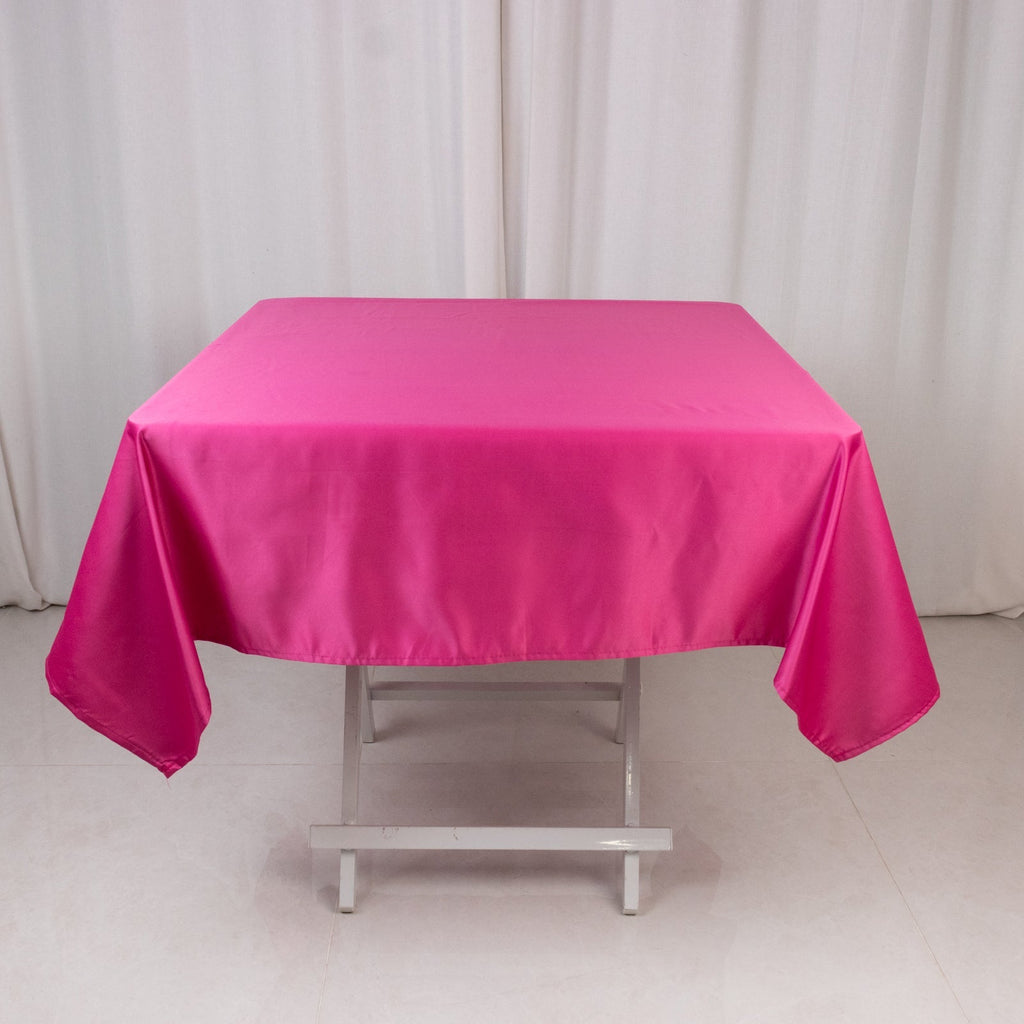 Lamour Satin 54"x54" Square Tablecloth Fuchsia - Durable & Silk - Like Table Cover - Bell Racket Store