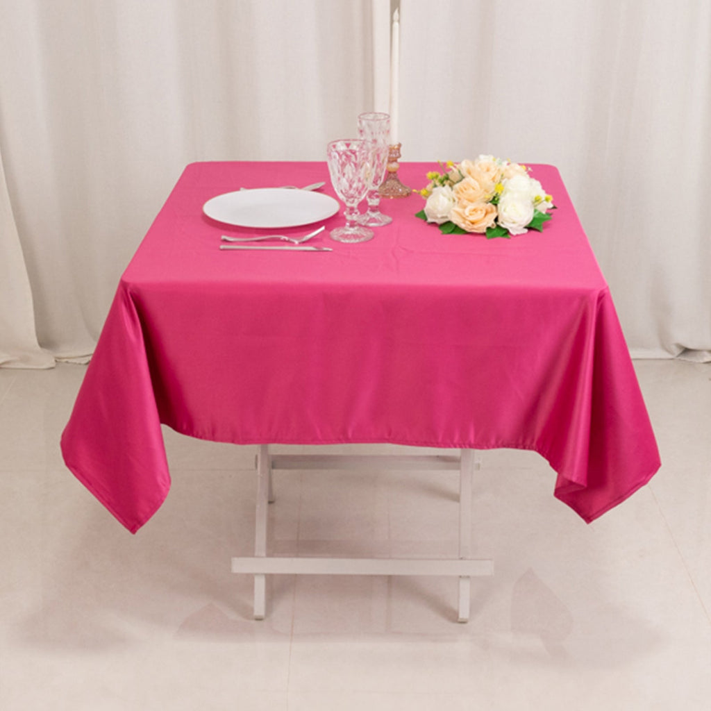 Lamour Satin 54"x54" Square Tablecloth Fuchsia - Durable & Silk - Like Table Cover - Bell Racket Store