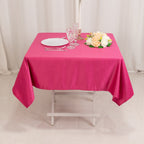 Lamour Satin 54"x54" Square Tablecloth Fuchsia - Durable & Silk - Like Table Cover - Bell Racket Store