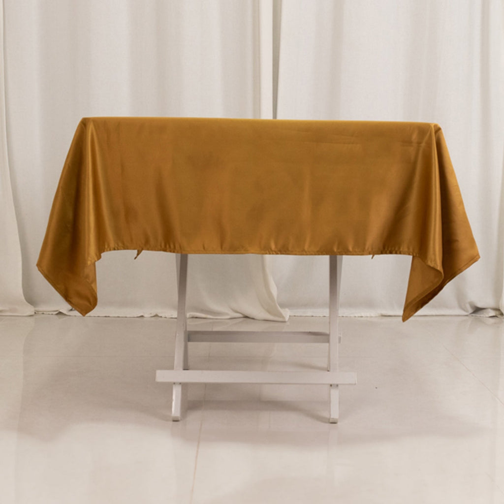 Lamour Satin 54"x54" Square Tablecloth Gold - Durable & Silk - Like Table Cover - Bell Racket Store