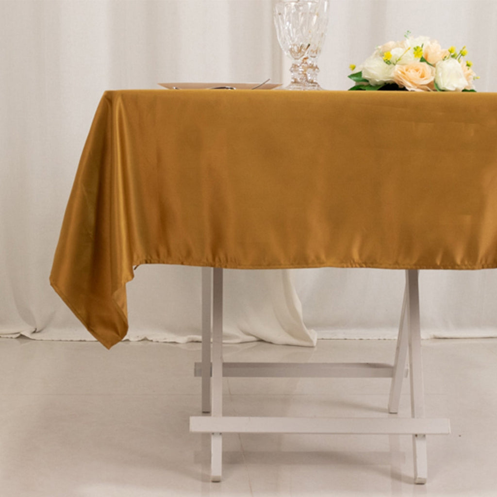 Lamour Satin 54"x54" Square Tablecloth Gold - Durable & Silk - Like Table Cover - Bell Racket Store