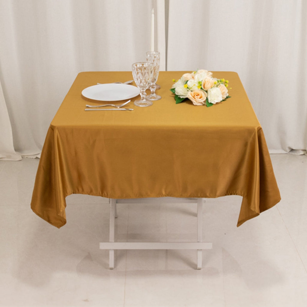 Lamour Satin 54"x54" Square Tablecloth Gold - Durable & Silk - Like Table Cover - Bell Racket Store