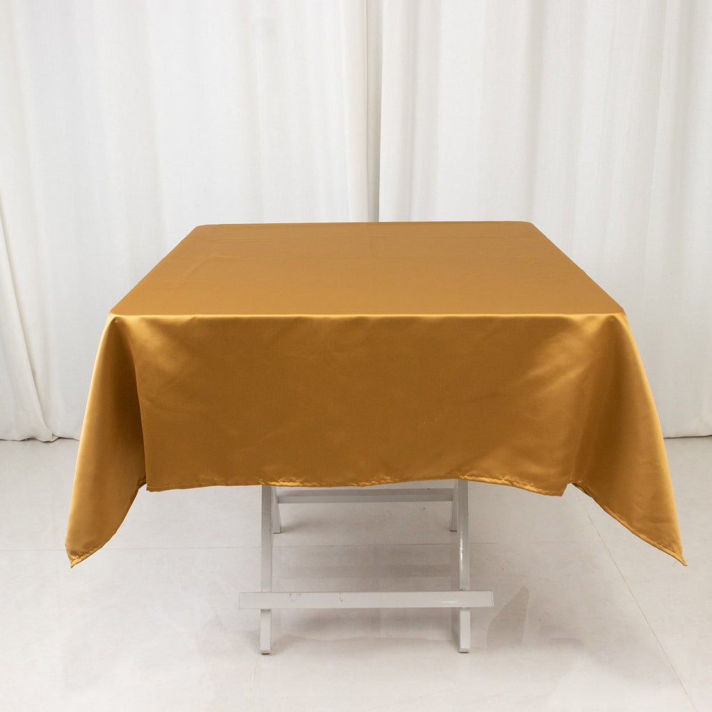 Lamour Satin 54"x54" Square Tablecloth Gold - Durable & Silk - Like Table Cover - Bell Racket Store