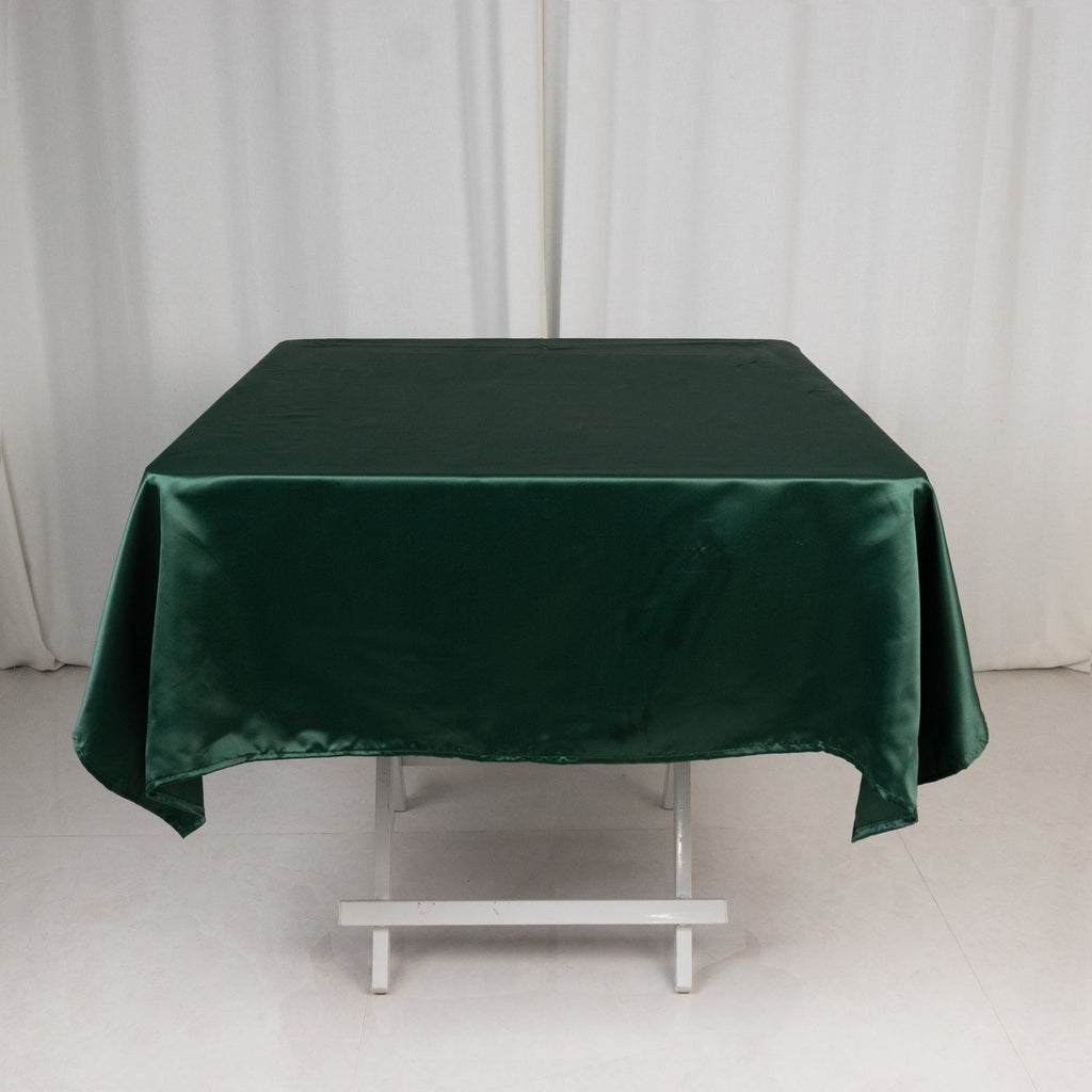 Lamour Satin 54"x54" Square Tablecloth Hunter Emerald Green - Durable & Silk - Like Table Cover - Bell Racket Store