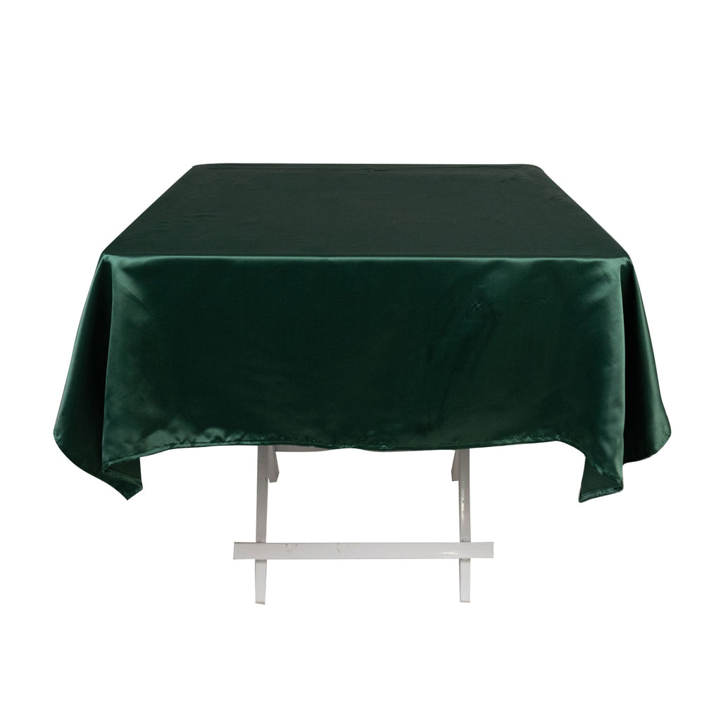 Lamour Satin 54"x54" Square Tablecloth Hunter Emerald Green - Durable & Silk - Like Table Cover - Bell Racket Store