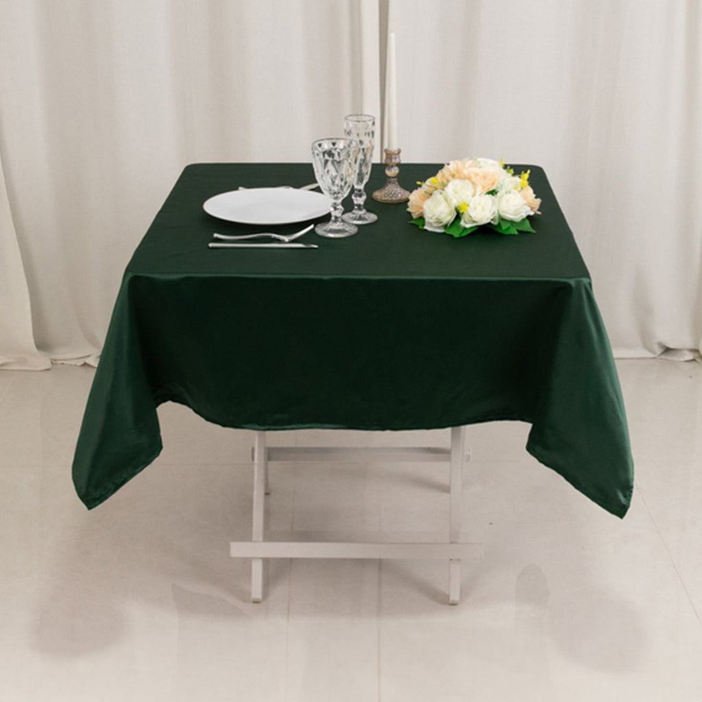 Lamour Satin 54"x54" Square Tablecloth Hunter Emerald Green - Durable & Silk - Like Table Cover - Bell Racket Store