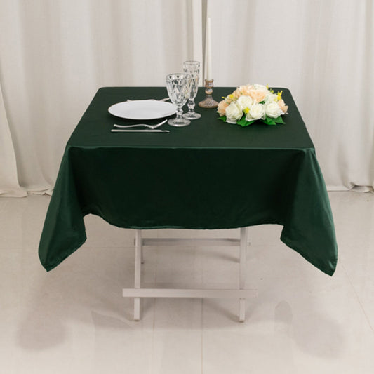 Lamour Satin 54"x54" Square Tablecloth Hunter Emerald Green - Durable & Silk - Like Table Cover - Bell Racket Store