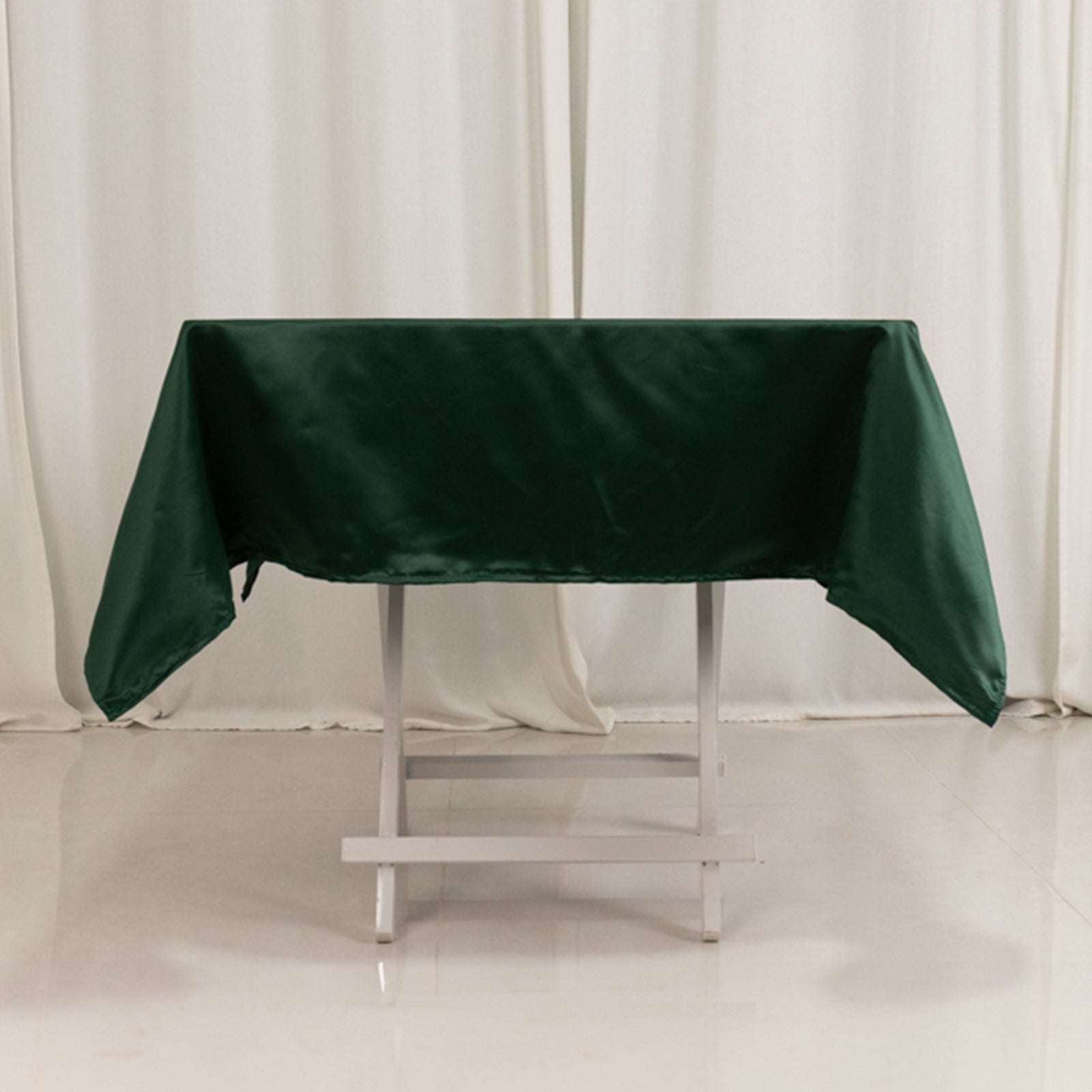 Lamour Satin 54"x54" Square Tablecloth Hunter Emerald Green - Durable & Silk - Like Table Cover - Bell Racket Store