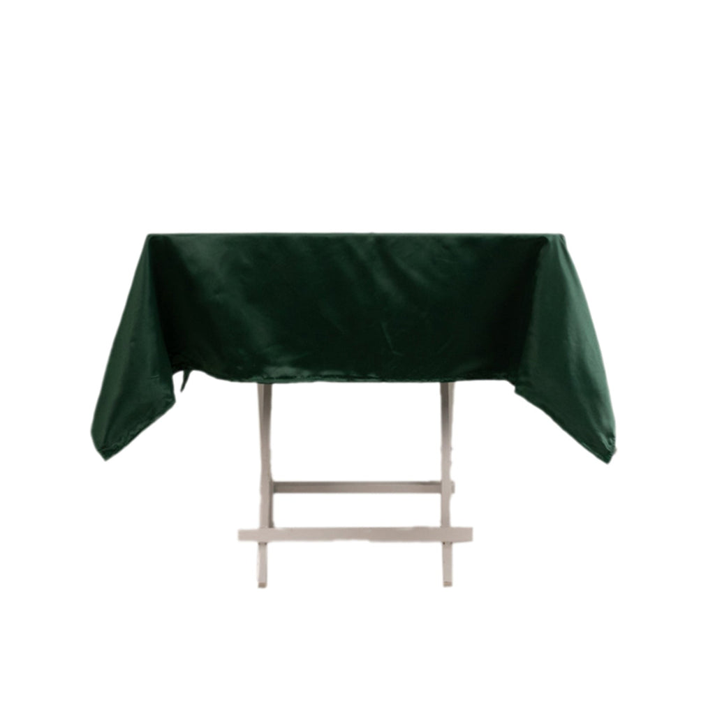 Lamour Satin 54"x54" Square Tablecloth Hunter Emerald Green - Durable & Silk - Like Table Cover - Bell Racket Store