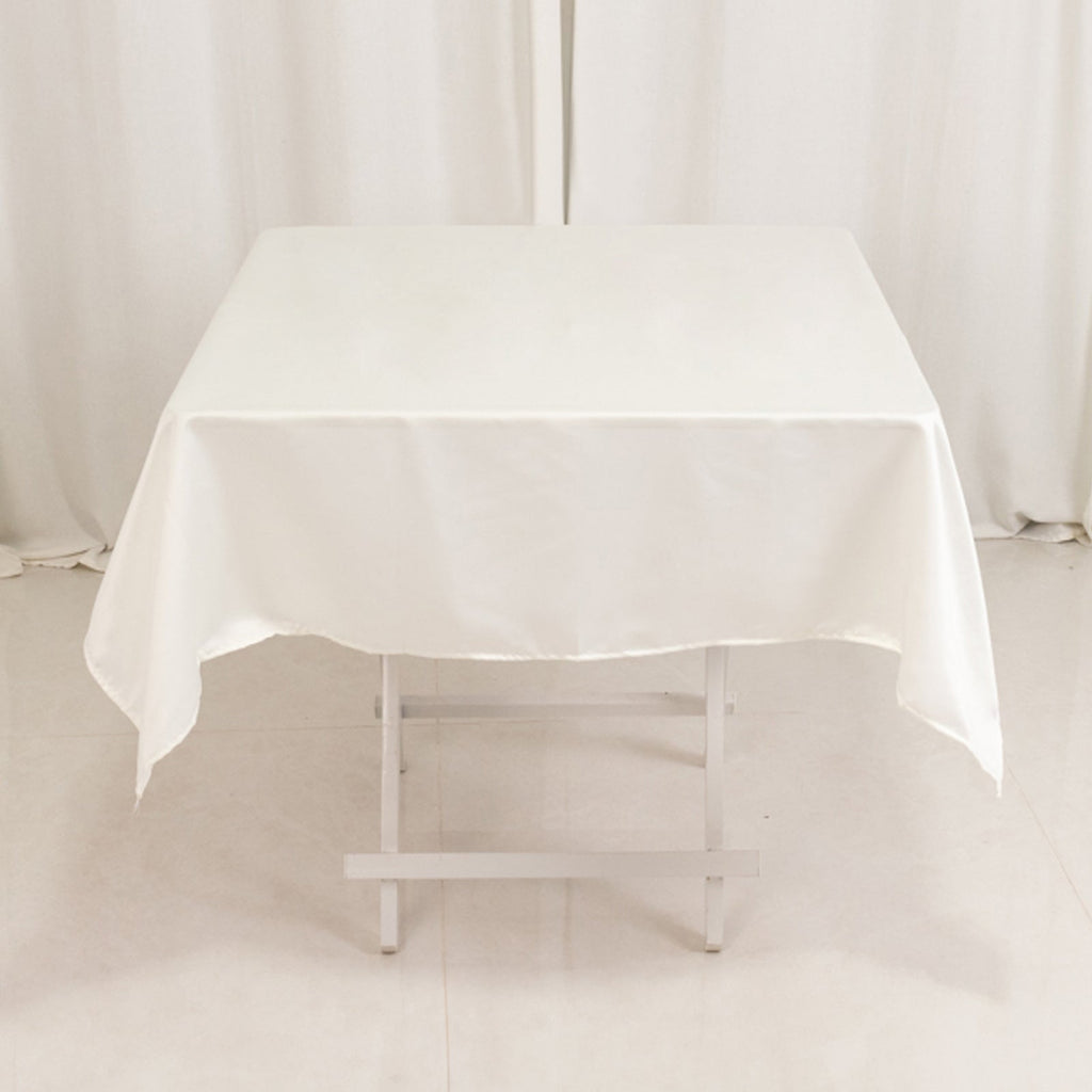 Lamour Satin 54"x54" Square Tablecloth Ivory - Durable & Silk - Like Table Cover - Bell Racket Store