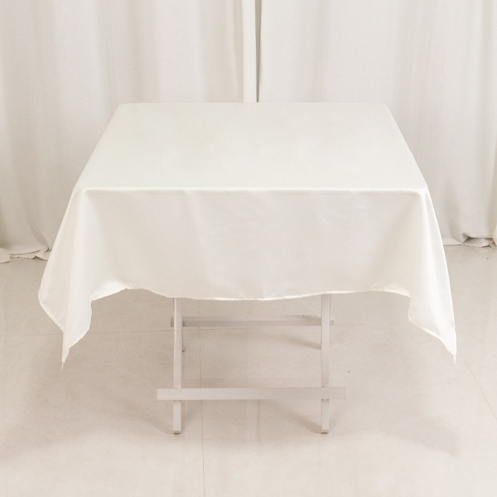 Lamour Satin 54"x54" Square Tablecloth Ivory - Durable & Silk - Like Table Cover - Bell Racket Store