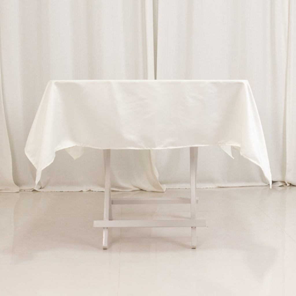 Lamour Satin 54"x54" Square Tablecloth Ivory - Durable & Silk - Like Table Cover - Bell Racket Store