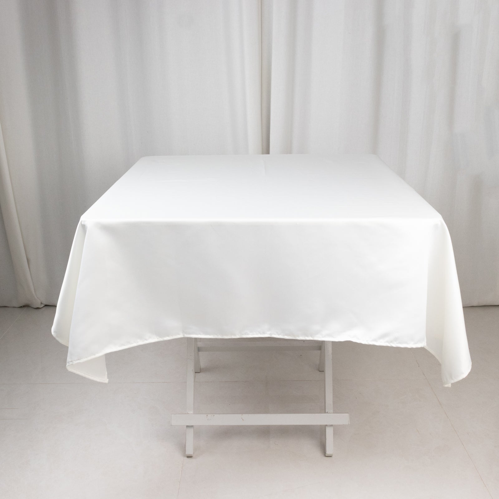 Lamour Satin 54"x54" Square Tablecloth Ivory - Durable & Silk - Like Table Cover - Bell Racket Store