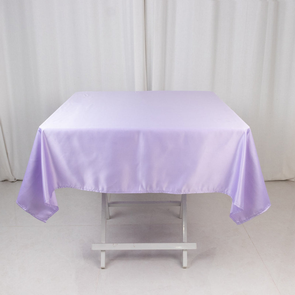 Lamour Satin 54"x54" Square Tablecloth Lavender Lilac - Durable & Silk - Like Table Cover - Bell Racket Store