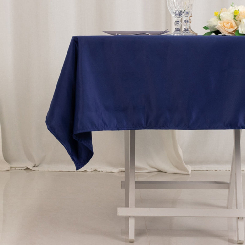 Lamour Satin 54"x54" Square Tablecloth Navy Blue - Durable & Silk - Like Table Cover - Bell Racket Store