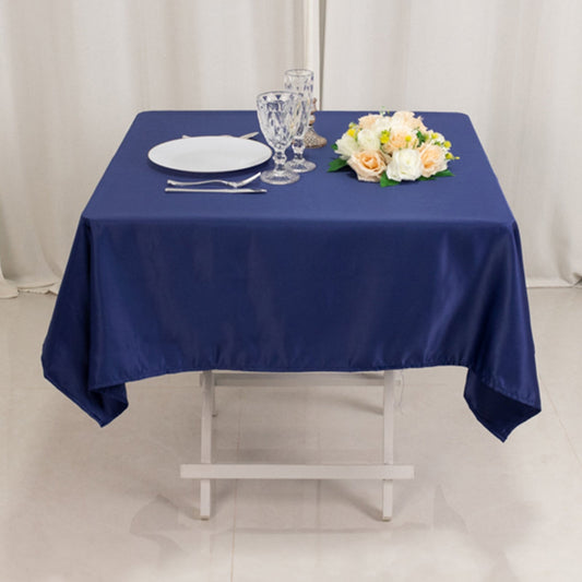 Lamour Satin 54"x54" Square Tablecloth Navy Blue - Durable & Silk - Like Table Cover - Bell Racket Store