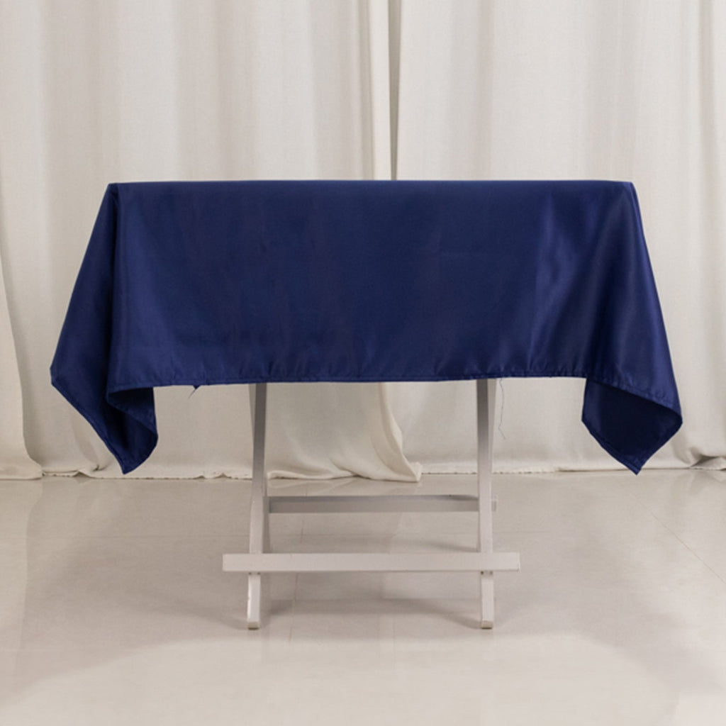 Lamour Satin 54"x54" Square Tablecloth Navy Blue - Durable & Silk - Like Table Cover - Bell Racket Store