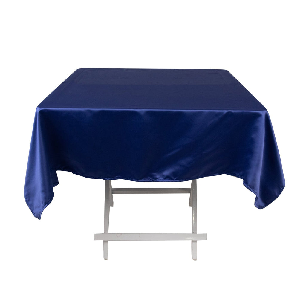 Lamour Satin 54"x54" Square Tablecloth Navy Blue - Durable & Silk - Like Table Cover - Bell Racket Store