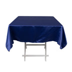 Lamour Satin 54"x54" Square Tablecloth Navy Blue - Durable & Silk - Like Table Cover - Bell Racket Store