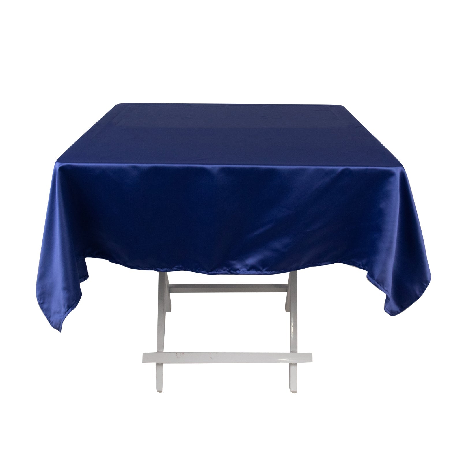 Lamour Satin 54"x54" Square Tablecloth Navy Blue - Durable & Silk - Like Table Cover - Bell Racket Store