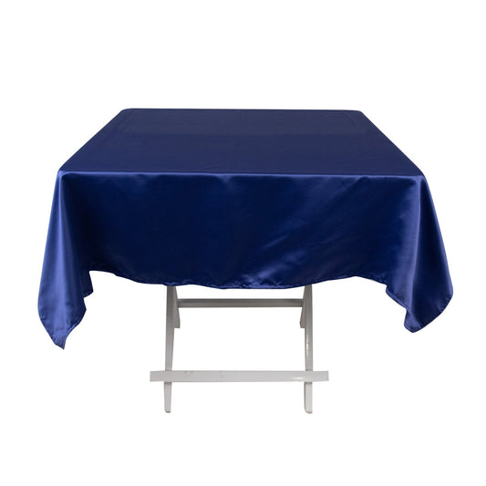 Lamour Satin 54"x54" Square Tablecloth Navy Blue - Durable & Silk - Like Table Cover - Bell Racket Store