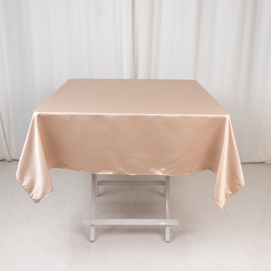 Lamour Satin 54"x54" Square Tablecloth Nude - Durable & Silk - Like Table Cover - Bell Racket Store