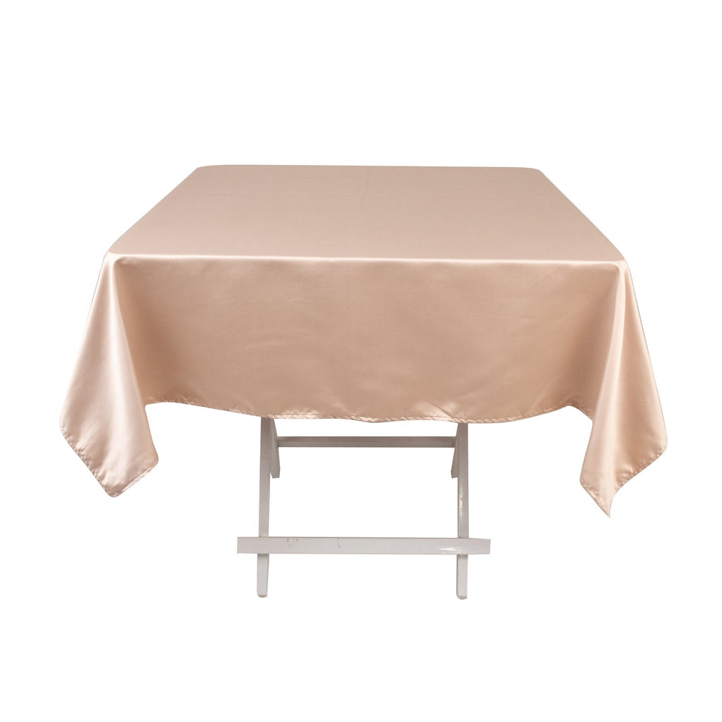 Lamour Satin 54"x54" Square Tablecloth Nude - Durable & Silk - Like Table Cover - Bell Racket Store