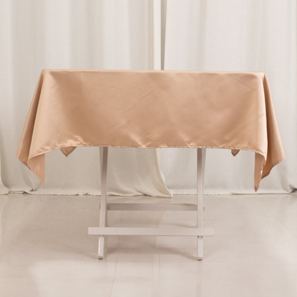 Lamour Satin 54"x54" Square Tablecloth Nude - Durable & Silk - Like Table Cover - Bell Racket Store