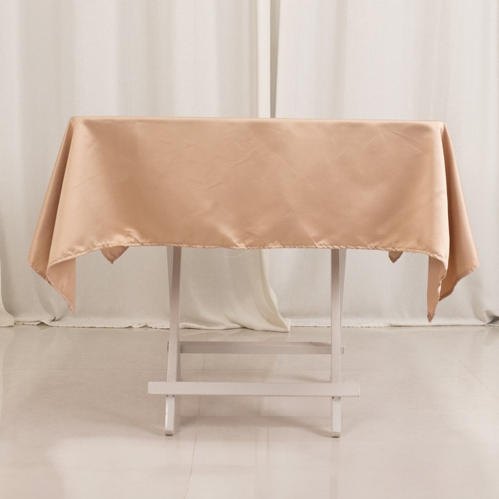 Lamour Satin 54"x54" Square Tablecloth Nude - Durable & Silk - Like Table Cover - Bell Racket Store