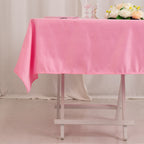 Lamour Satin 54"x54" Square Tablecloth Pink - Durable & Silk - Like Table Cover - Bell Racket Store