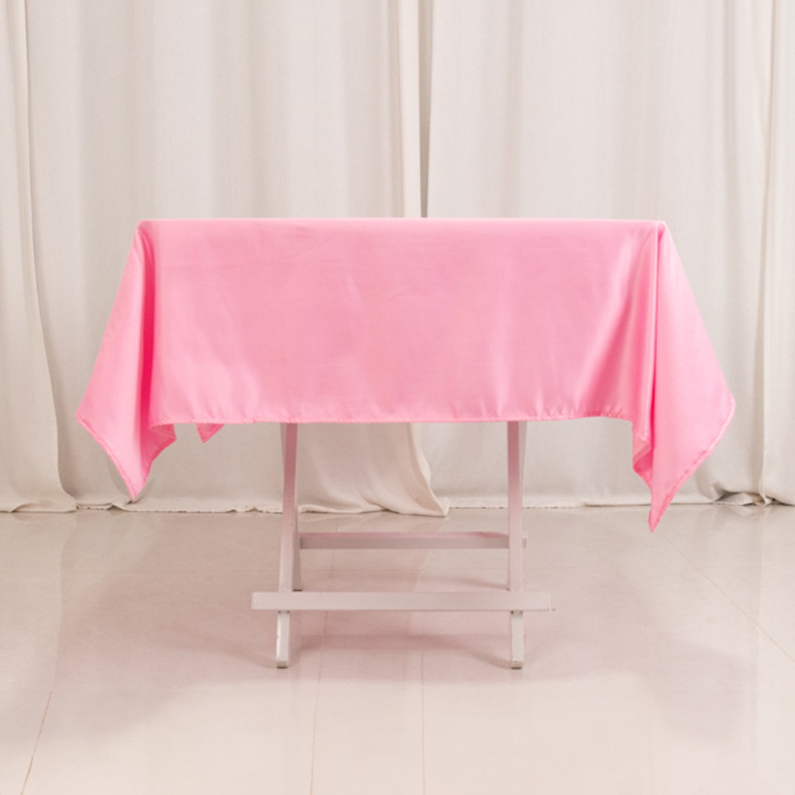 Lamour Satin 54"x54" Square Tablecloth Pink - Durable & Silk - Like Table Cover - Bell Racket Store