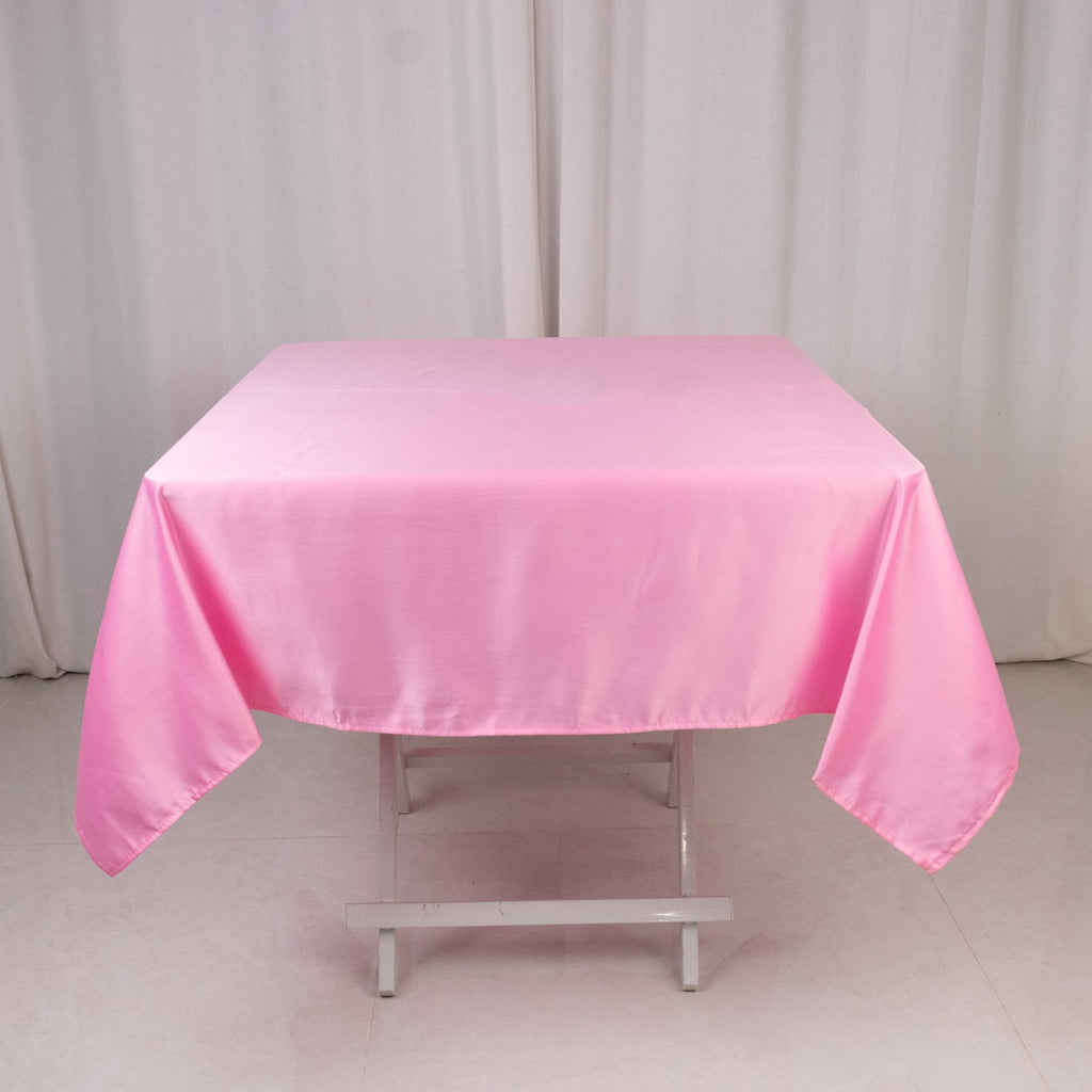 Lamour Satin 54"x54" Square Tablecloth Pink - Durable & Silk - Like Table Cover - Bell Racket Store