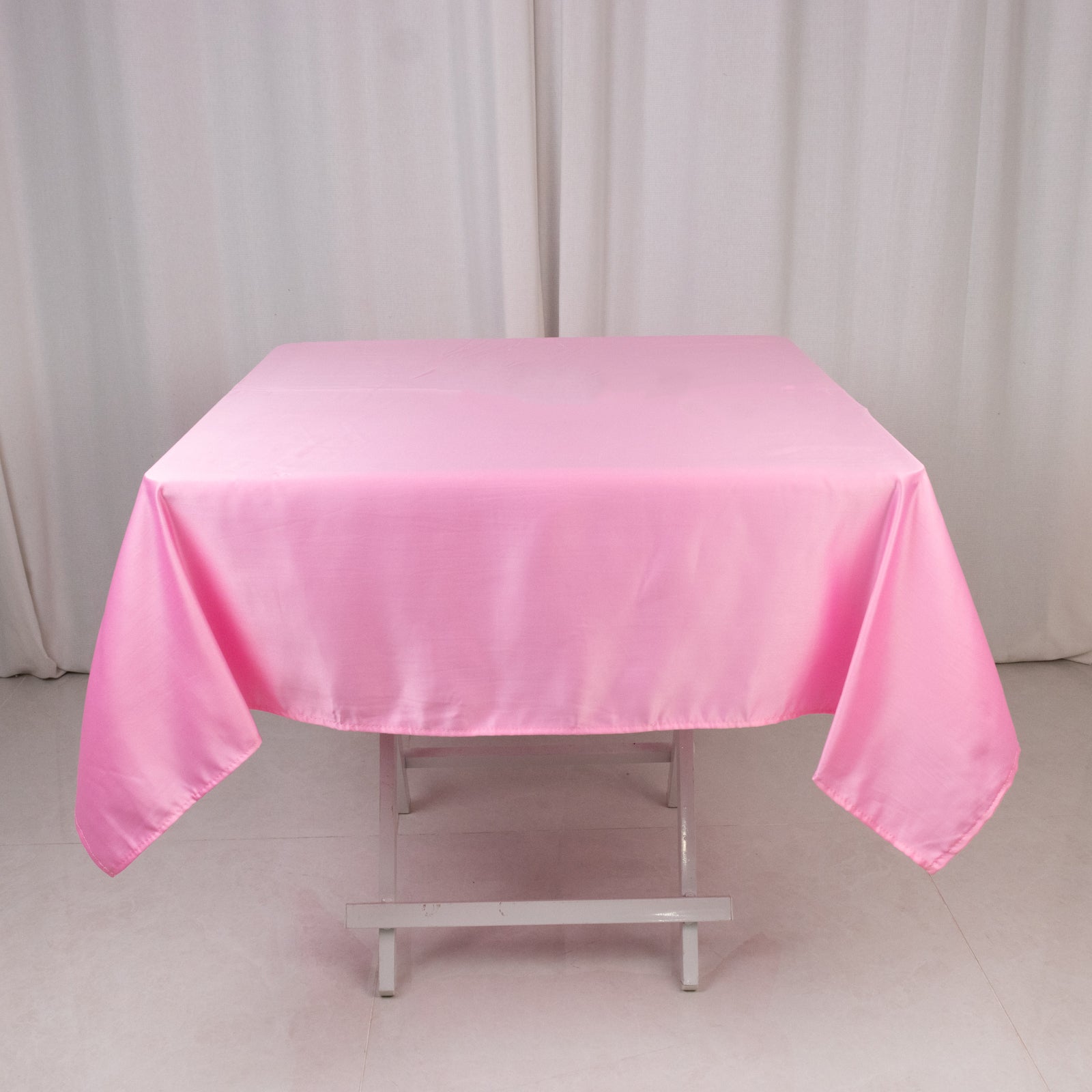 Lamour Satin 54"x54" Square Tablecloth Pink - Durable & Silk - Like Table Cover - Bell Racket Store