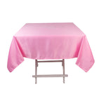 Lamour Satin 54"x54" Square Tablecloth Pink - Durable & Silk - Like Table Cover - Bell Racket Store