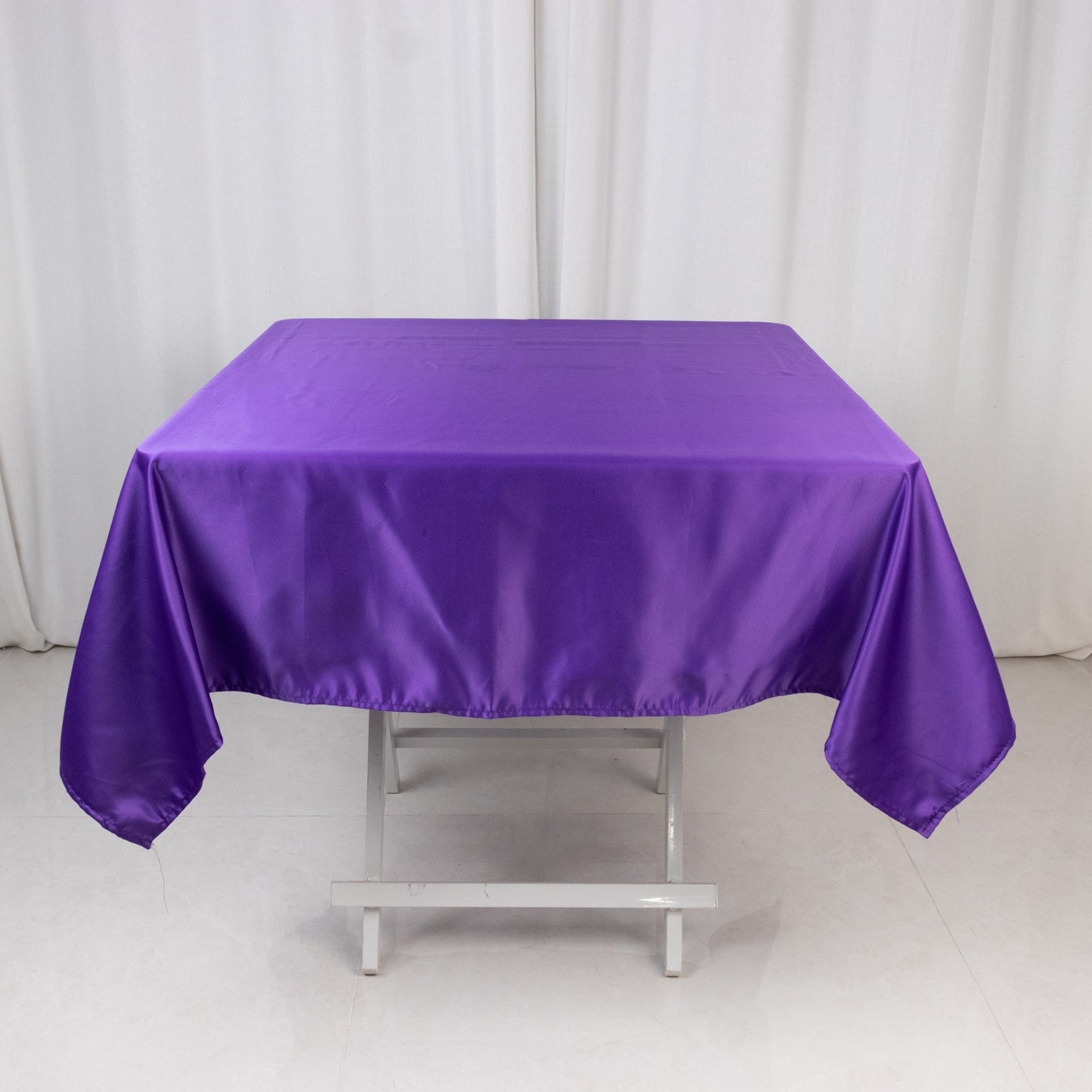 Lamour Satin 54"x54" Square Tablecloth Purple - Durable & Silk - Like Table Cover - Bell Racket Store