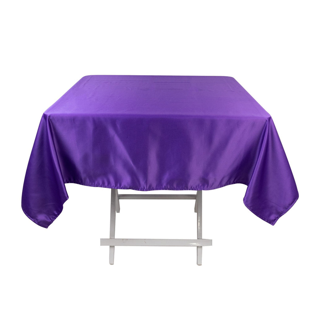 Lamour Satin 54"x54" Square Tablecloth Purple - Durable & Silk - Like Table Cover - Bell Racket Store