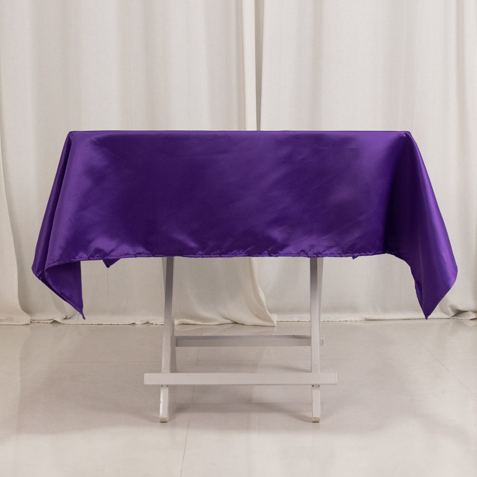 Lamour Satin 54"x54" Square Tablecloth Purple - Durable & Silk - Like Table Cover - Bell Racket Store