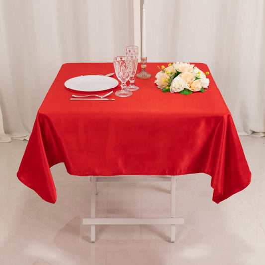 Lamour Satin 54"x54" Square Tablecloth Red - Durable & Silk - Like Table Cover - Bell Racket Store