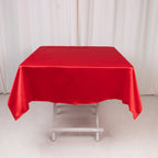 Lamour Satin 54"x54" Square Tablecloth Red - Durable & Silk - Like Table Cover - Bell Racket Store