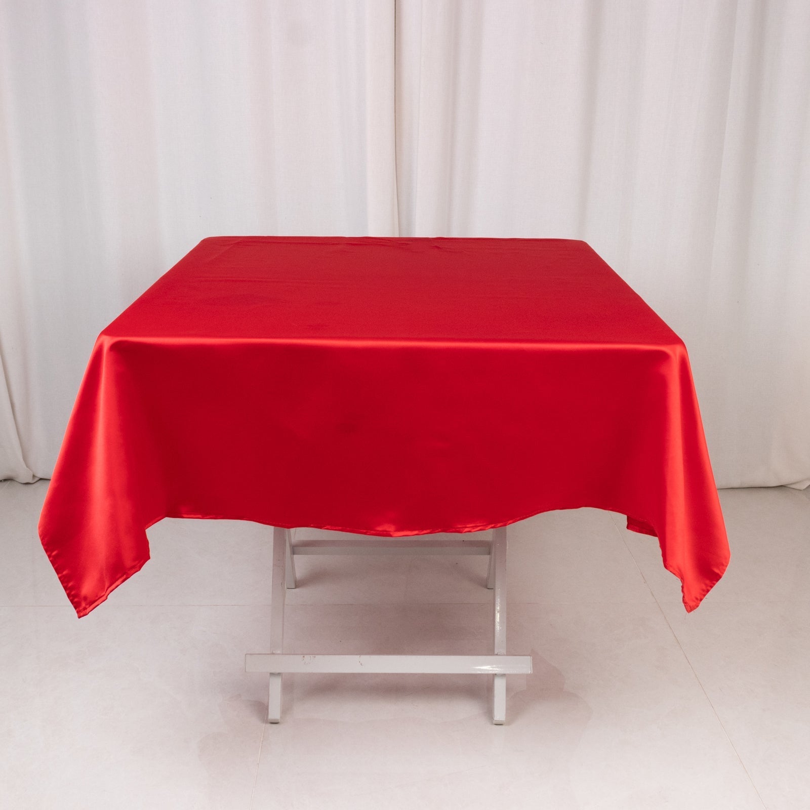 Lamour Satin 54"x54" Square Tablecloth Red - Durable & Silk - Like Table Cover - Bell Racket Store
